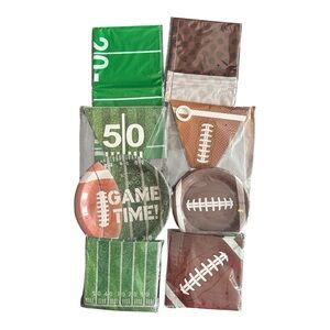 Super Bowl Football Party Supplies Set – Plates, Napkins, Tablecloths & Banner